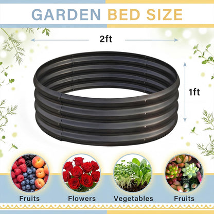 Land Guard Galvanized Raised Garden Bed 2Pcs, Planter Raised Garden Beds Outdoor, Round Clearance Raised Garden Beds for Gardening Vegetables (Gray)