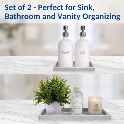 Spacewiser Countertop and Vanity Tray - 2 PC (11” and 7”) Shatterproof Silicone Kitchen and Bathroom Trays for Counter, Kitchen Soap Dispenser Tray, Vanity Trays for Bathroom, Perfume Key Tray