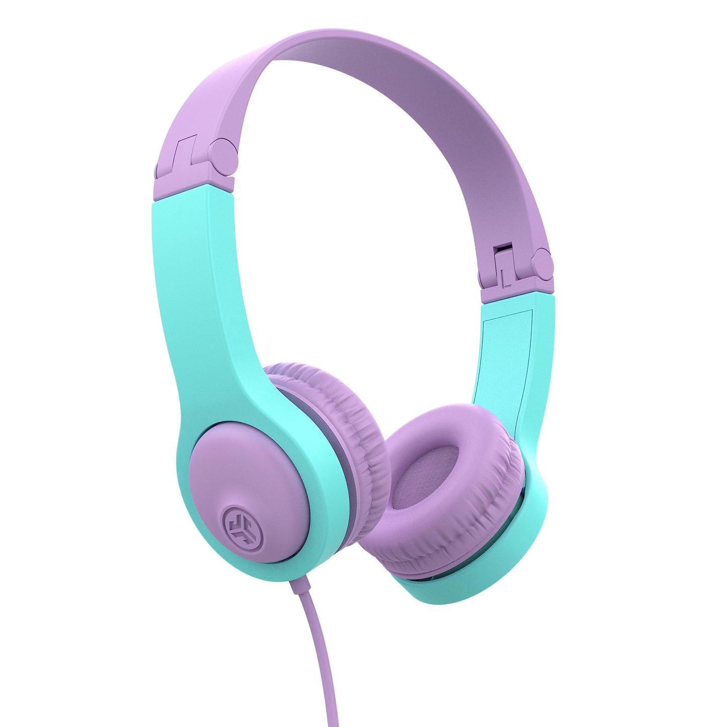 JLab JBuddies Folding Kids Wired Headphones Gen 2, Pink/Teal, Toddler Headphones, Noise Isolation, Kids Safe, Volume Limiting, for Children Ages 2+