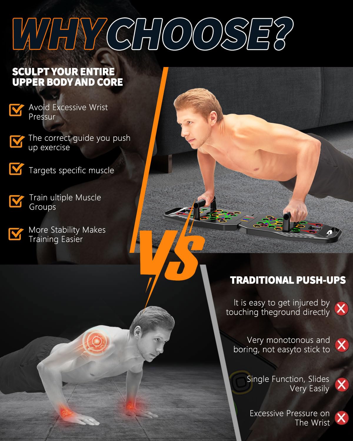 Push UP Board, Pilates Bar & Fitness Accessories, 25 in 1 Foldable Push up Bar at Home Gym, Workout Exercise Professional Push Up Strength Training Equipment for Man and Women