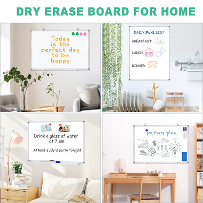 H-Qprobd 3' x 2' Whiteboard Dry Erase White Board for Wall 36x24 (3pcs) Magnetic Boards for Office Classroom & Home, Small Wall Whiteboard Including 6 Markers, 20 Magnets, 2 Erasers