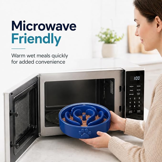 Slow Feeder Dog Bowls – 1.5-Cup Ceramic Dog Bowl Slow Feeder – Microwaveable Dog Slow Feeder for Small and Medium Dogs – Lead and BPA-Free Ceramic Pet Bowl – Pet Feeder for Fast Eaters