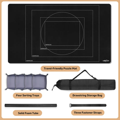 Callkroon 1500 Rubber Puzzle Mat – Create, Sort & Store with a Smooth Black Non-Slip Surface and 4 Trays for Endless Puzzle Fun