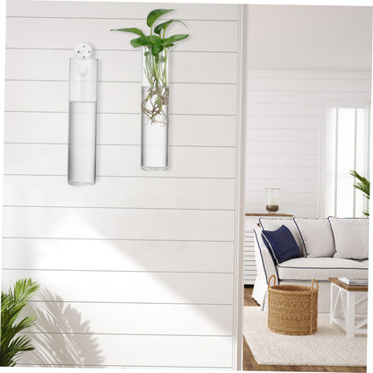 Ciieeo 2pcs Hanging Glass Planters Wall Vases Cylinder Shape for Indoor Plants Secure Mounting Terrariums Propagation Stations Home Office Decor