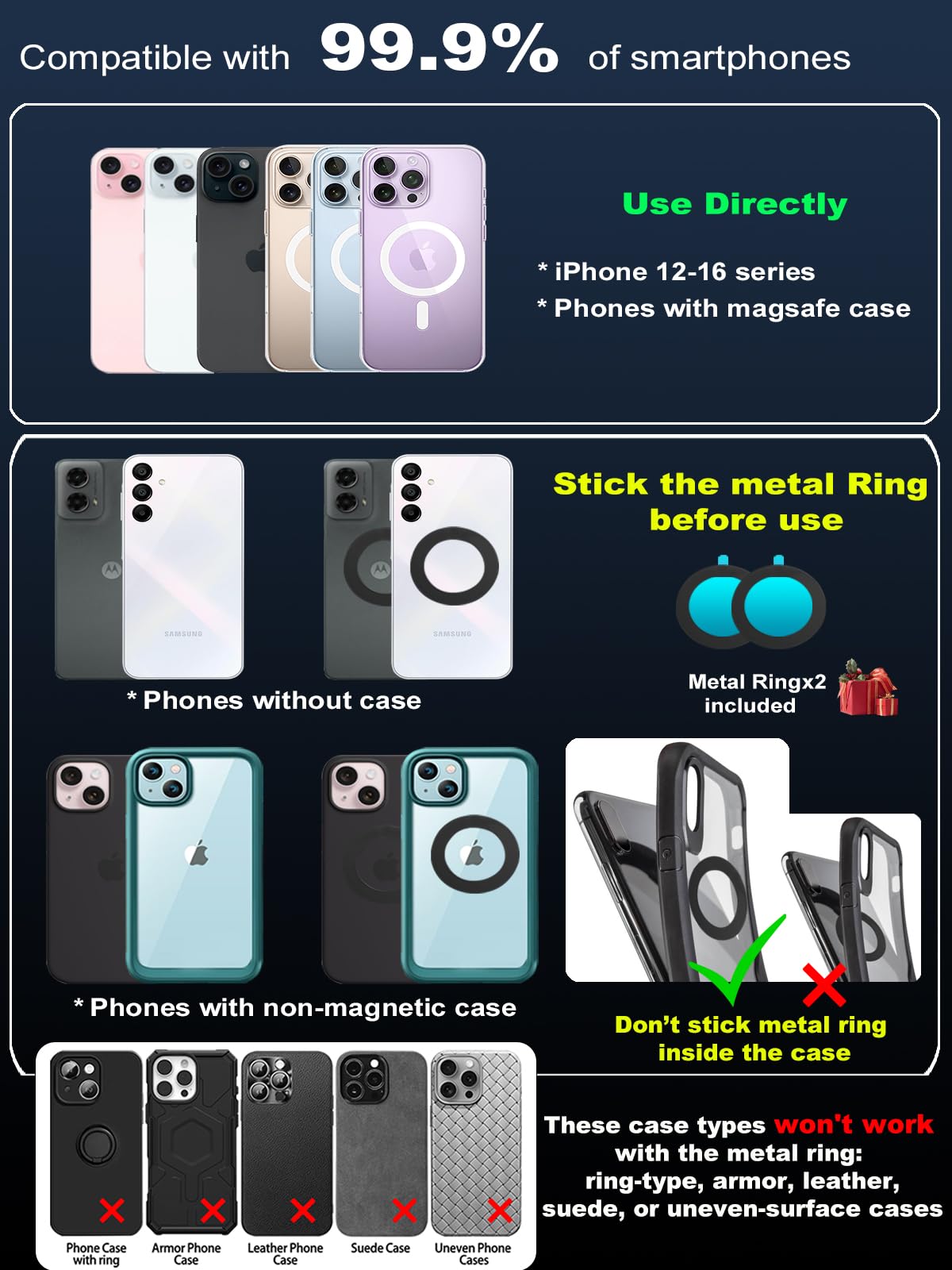snanlen Upgraded 360° Nano Gel Vacuum Magnetic Phone Holder, 108+LBS Heavy Duty Suction Cup Phone Mount for Car Dashboard & Windshield, 3000gf MagSafe Compatible with iPhone 17/16 Pro Max