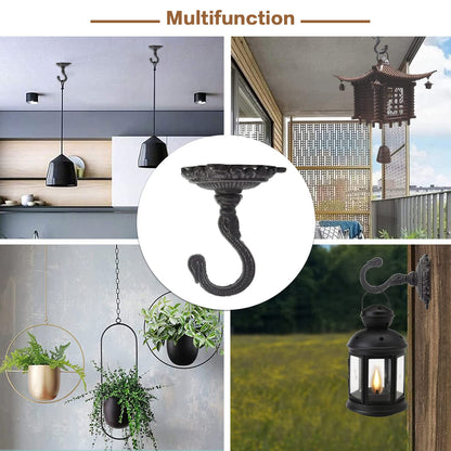 Sungmor Heavy Duty Cast Iron Ceiling Hooks - 2PC Black, 3.5x3.9Inch Decorative Plant Hangers, Indoor Outdoor Swag Hooks for Hanging Plants, Planters, Wind Chimes, Lanterns
