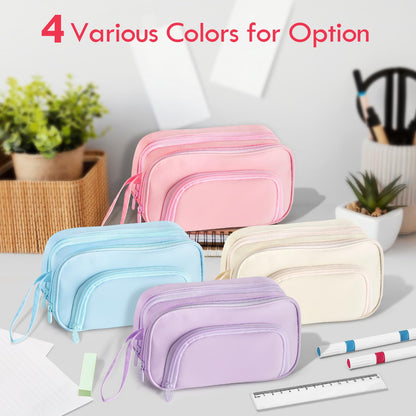 SANANT Large Capacity Pencil Case with Pull-out Structure - Multifunctional Extra Big Pencil Pouch Pen bag, Portable Stationery Organizer with Zipper, College Office School Supplies for Girls, Pink