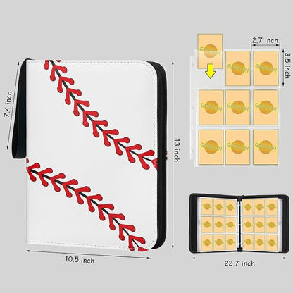 900 Pockets Round Ring Trading Card Binder, 9-Pocket Clear Zipper Card Album with Wrist Strap, Holds 900 Standard TCG & Sports Cards, Not Fit Top Loaders