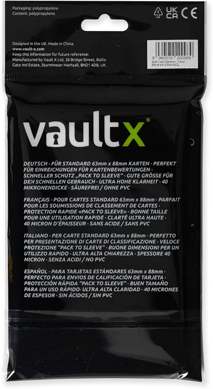 Vault X Soft Penny Sleeves (400 Pack) for Standard Trading Cards TCG, Clear