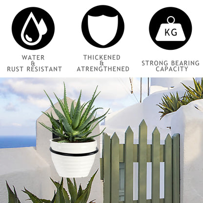 Wtiujhg 6 inch Flower Pot Holder Ring Wall Mounted Set of 4 Heavy Duty Metal Wall Plant Holder Plant Hanging Bracket Hanger for Outdoor/Indoor