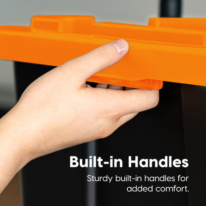 IRIS USA 3-Pack 27 Gallon Storage Bins with Lids |Made in USA| Heavy Duty Plastic Tote Containers for Truckbed Tool Box Organization, Large - Orange