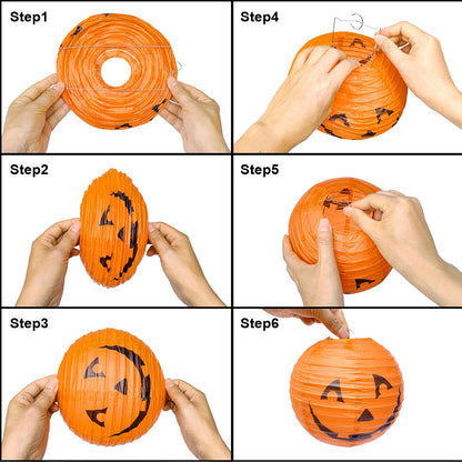 PheiLa Halloween Pumpkin Paper Lanterns Set for Halloween Party Garden Decoration, Multi-Sized, Pack of 12