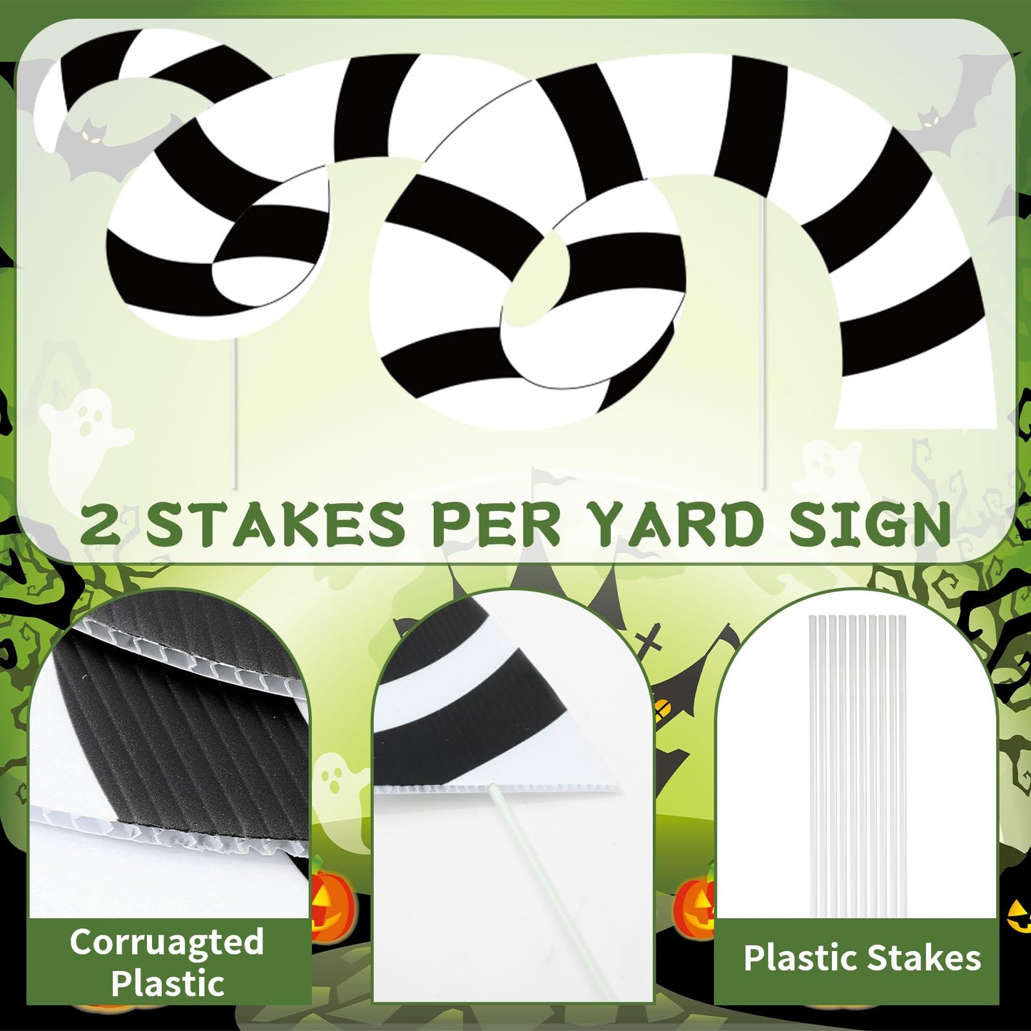 JarThenaAMCS 10Pcs Halloween Sandworm Decorations Halloween Yard Stakes Black White Striped Sandworm Lawn Signs for Home Party Outdoor Garden Patio Decoration