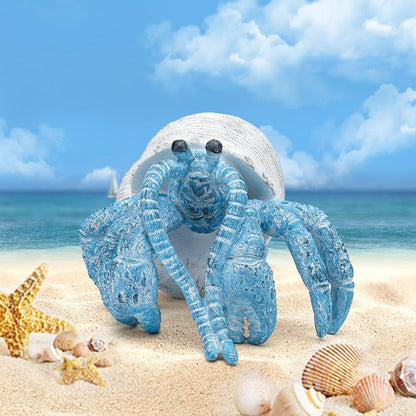 SUYNYBHF Beach Decor Coral Reef Decor, Blue Hermit Crab Figurine, Resin Sculpture, Home Office Desk Statue, Bathroom, Living Room or Seaside Villa Decor Gift