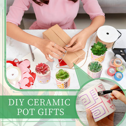 Zubebe 12 Pcs Paint Your Own Ceramic Pot Bulk Ready to Paint Ceramics Plant Pot DIY Mini Ceramic Succulent Pots in Bohemian Unfinished Pottery Mini Flower Planters Pots Painting Craft Supplies
