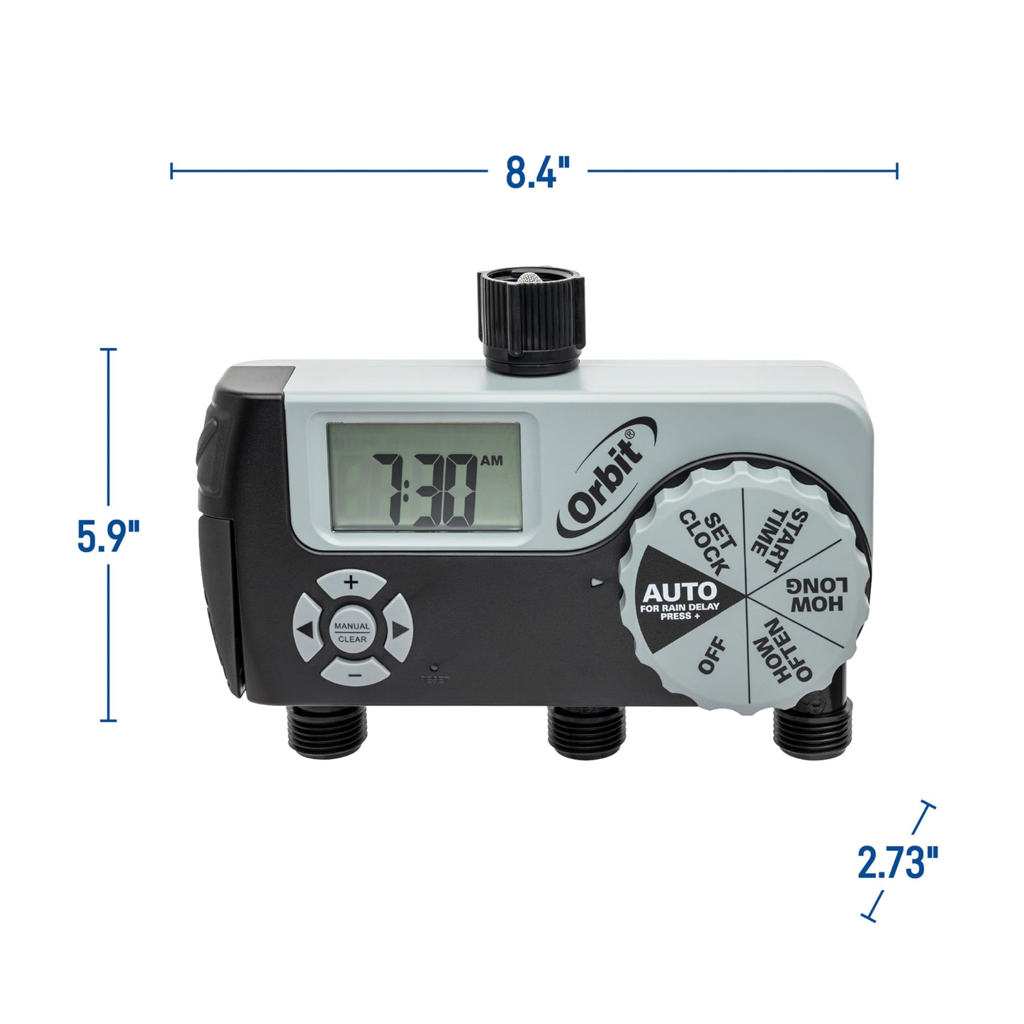Orbit 56233D 3-Outlet Digital Watering Timer, 3 valves, Black and Gray