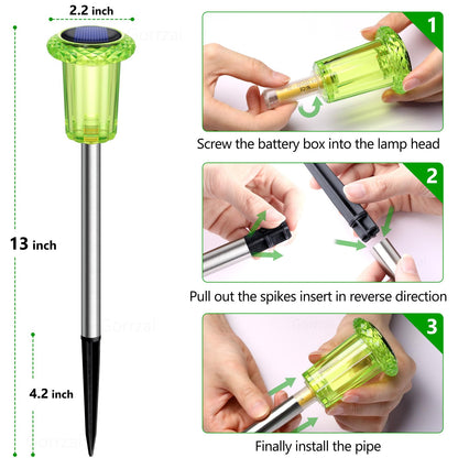 Gorrzai Solar Lights Outdoor 10 Pack Solar Pathway Lights Green Halloween Decorations Waterproof Yard Lighting for Outside Driveway Garden Walkway Path Landscape Lawn