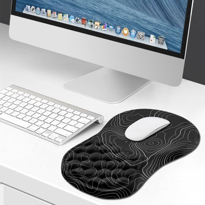 Hokafenle Ergonomic Mouse Pad Wrist Support, Wrist Rest Mousepad for Carpal Tunnel Pain Relief with Integrated Memory Foam Slope Massage Bulge (11.8x7.9 inch,Topographic Contour)