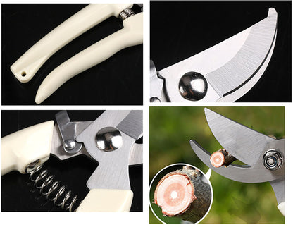 2PCS Garden Flower Shears Pruning Shears 6.9 inches Scissors Heavy Duty Plant Scissors for Cutting Flowers, Trimming Plants, Bonsai, Fruits Picking (White Handle 2pcs)