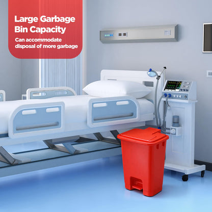 Yiyiring 1pcs 5 Gallon Red Step on Trash Can Hands-Free Waste Bin with Odor Control Lid Touchless Sanitary Use Garbage Can for Lab Dental Home Clinic Office