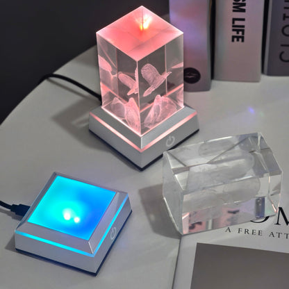 vskikris Museum-Style Lighting Base for Feng Shui Crystals - USB/Battery Operated LED Platform for Window Display & Tabletop Decor Set of 4 -no Cubes