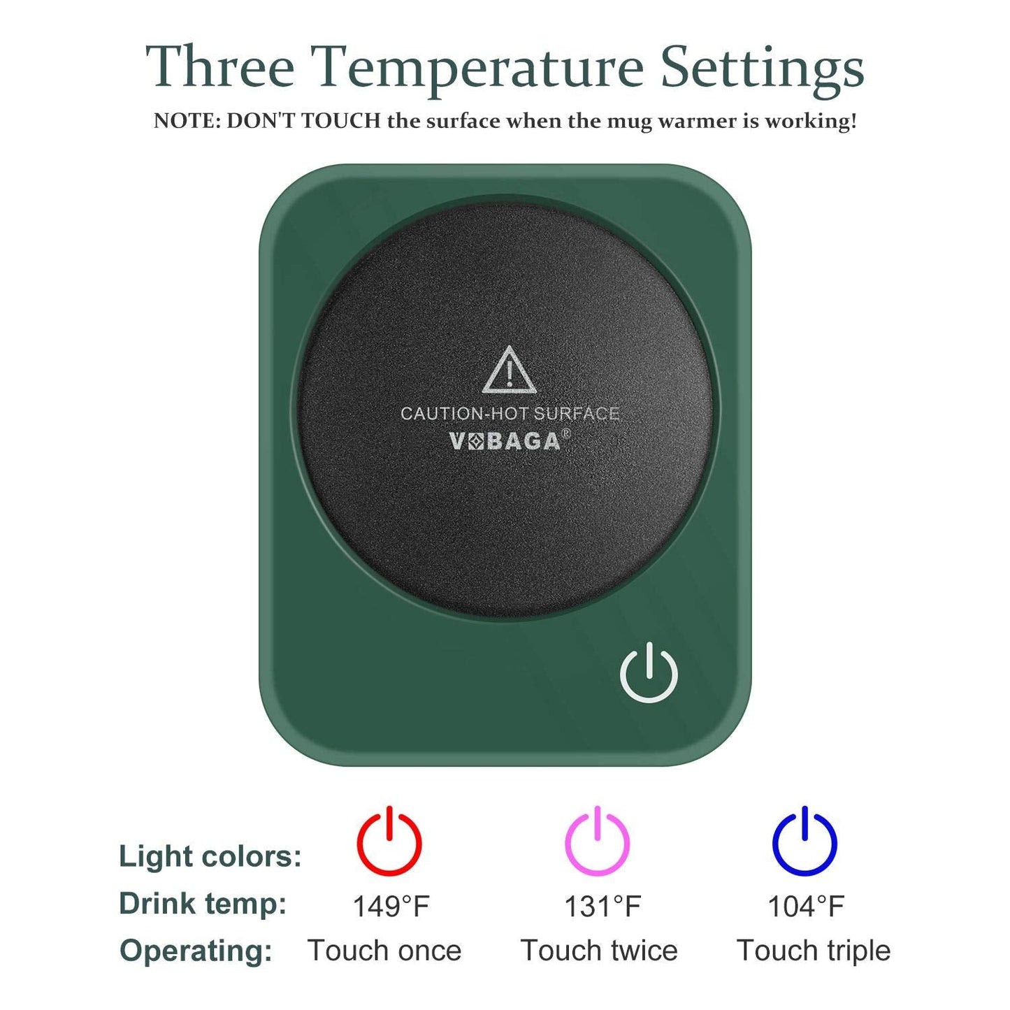 VOBAGA Mug Warmer Set, Coffee Warmer for Desk with 11oz Ceramic Mug, Auto Shut Off & 3-Temp Settings, Smart Coffee Cup Warmer, Home Office Essentials Coffee Set