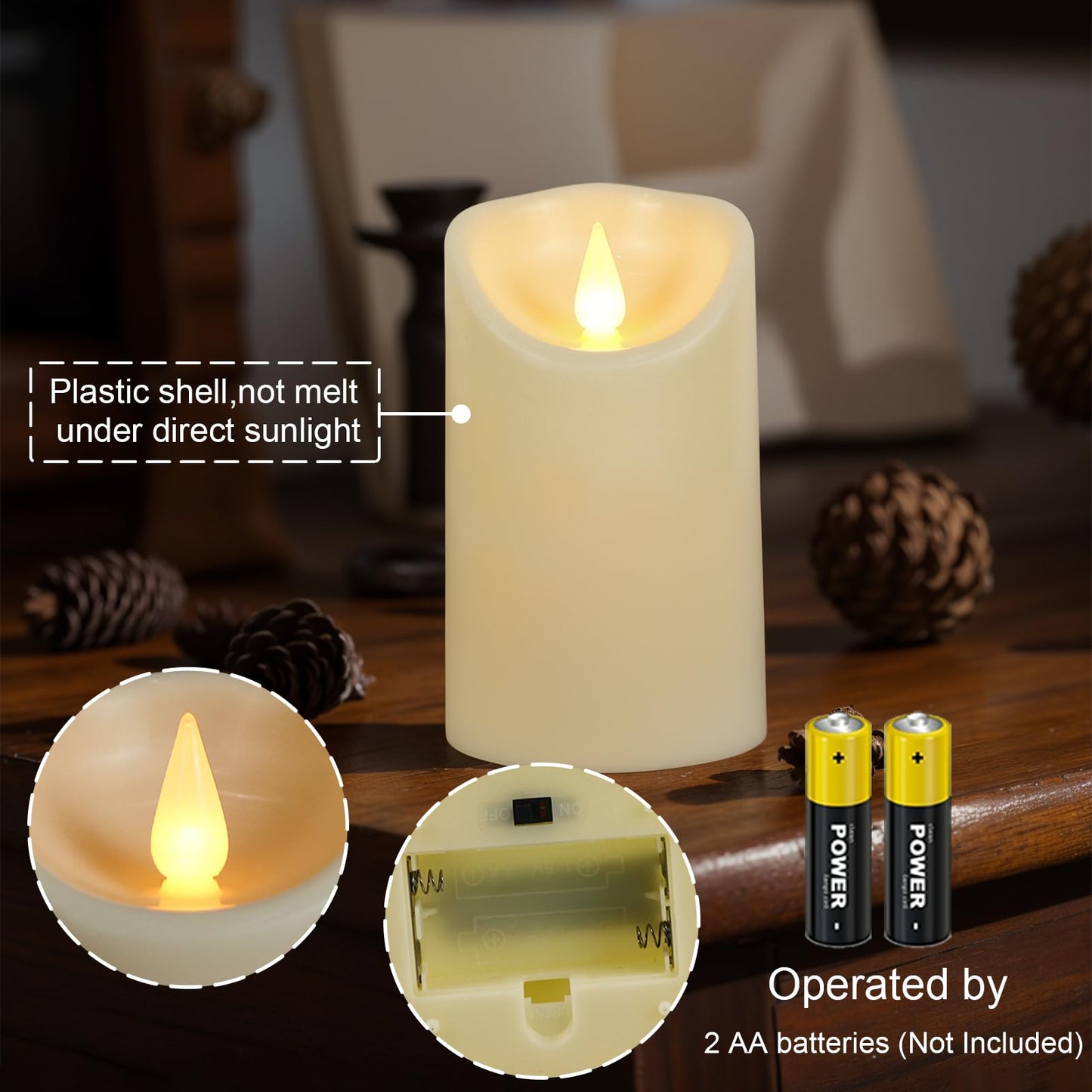 KunSwenn Flickering Flameless Candles with Remote Timer, LED Candles Battery Operated, Won’t Melt Plastic Velas Artificiales para Decoracion for Wedding Halloween Christmas Decor(Ivory, Set of 6)