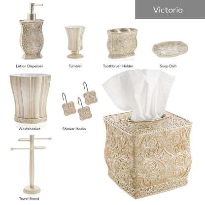 Creative Scents Victoria Tissue Box Cover Square – Beige Tissue Holder for Bathroom - Decorative Tissue Box Holder with Durable Bottom Slider - Boho Bathroom Decor