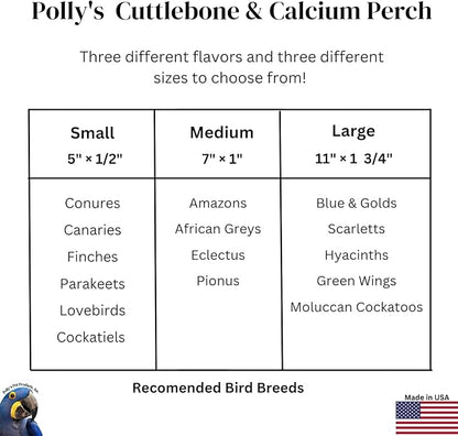 Polly's Edible Cuttlebone Calcium Bird Cage Perch for Budgies, Parakeets, Amazons, Blue & Golds, Macaws and Cockatoos.… (Strawberry, Medium)