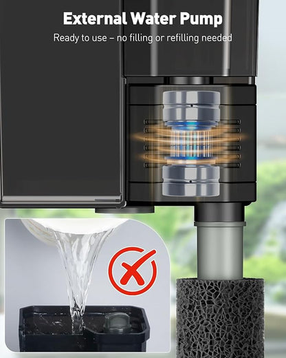 Pawfly 3 W Aquarium Filter, 15 Gallon Fish Tank Filter, 60 GPH Hang on Back Aquarium Filter with Adjustable Water Flow, Sponge, Bio Balls & Extendable Intake Tube, Ultra Quiet HOB Filter