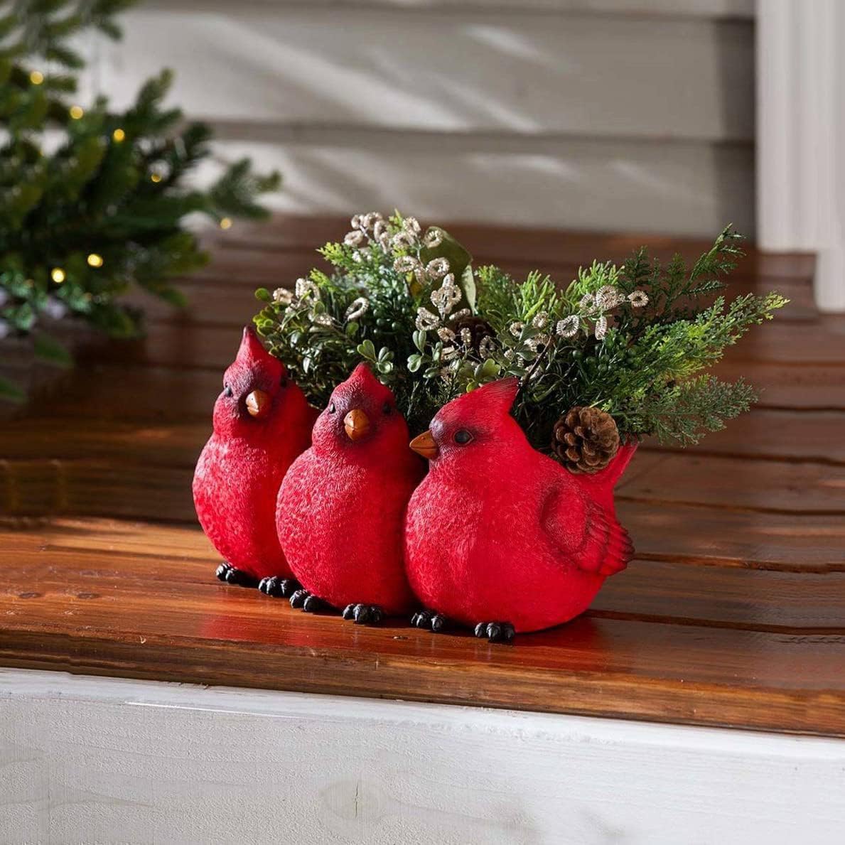 Odulut Cardinal Bird Succulent Flower Pot,Resin Red Birds Plant Pot,Three Little Birds Decorative Planter for Indoor/Outdoor Tabletop Home Garden Plant Decor