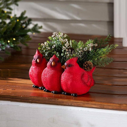 Odulut Cardinal Bird Succulent Flower Pot,Resin Red Birds Plant Pot,Three Little Birds Decorative Planter for Indoor/Outdoor Tabletop Home Garden Plant Decor