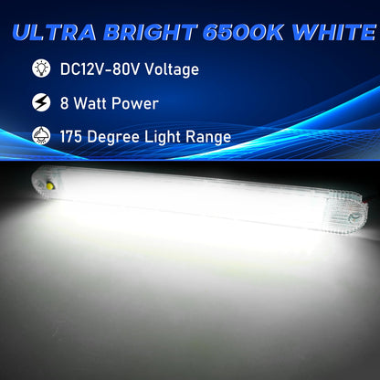 GZ5CG 12V LED Interior Light Bar 72 LEDs 6500K White Aluminum 11 Inch Model CE0061 8 Packs for RV Van Truck Trailer Caravan