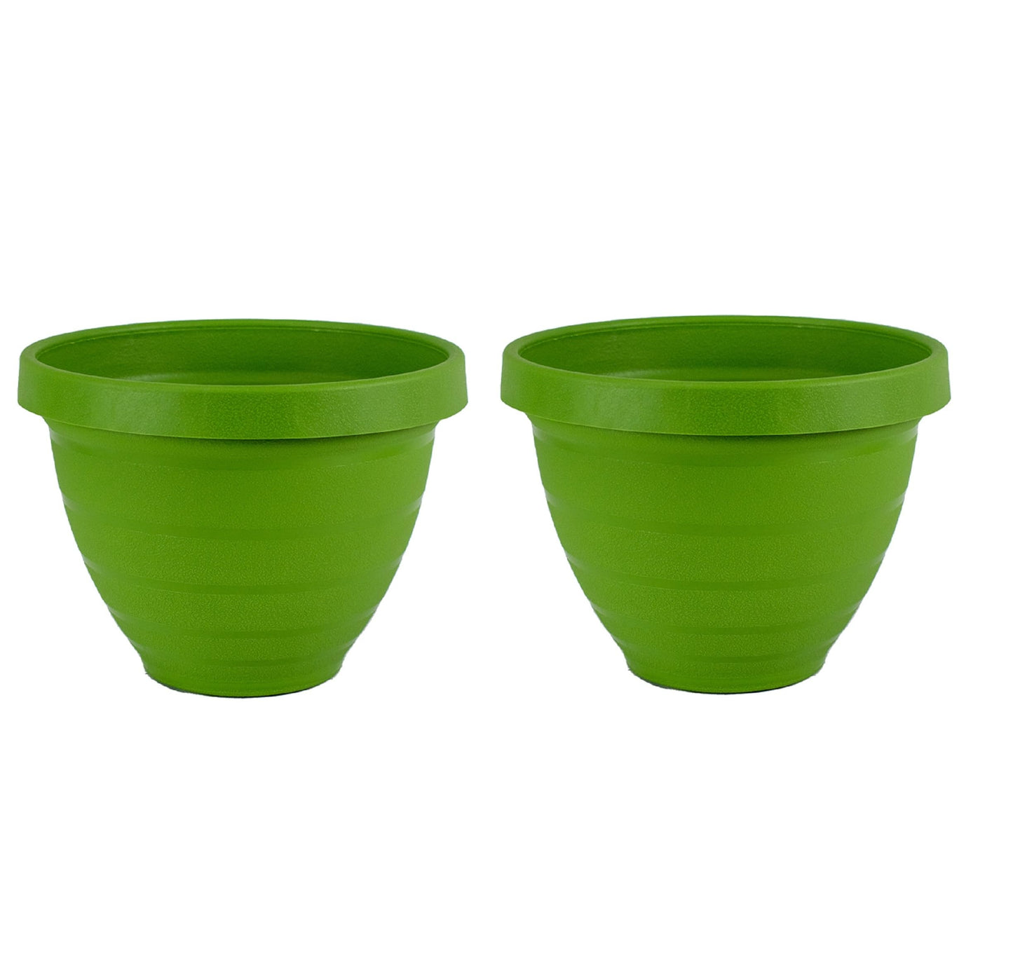 The HC Companies Rings Flower Planter - Self Watering Plant Pots for Herbs & More - Round Lightweight Outdoor & Indoor Planter (8" Green, Pack of 2)