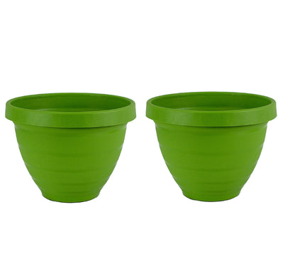 The HC Companies Rings Flower Planter - Self Watering Plant Pots for Herbs & More - Round Lightweight Outdoor & Indoor Planter (8" Green, Pack of 2)