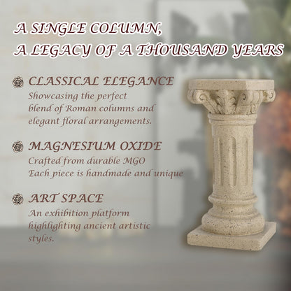 Garden Decorative Column, 26.25" Magnesium Oxide Garden Pedestal Column Plant Stand Weatherproof Pedestal for Sculptures Heavy Duty Plinth Suitable for Weddings and Dining Tables, Indoor/Outdoor