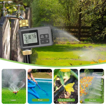 HEKIWAY 60Ft Drip Irrigation System with Smart Water Timer – Automatic Garden Watering Kit with Solid Brass Metal Connectors, 360° Adjustable Nozzles & Bendable Tubing for Garden, Greenhouse & Lawn