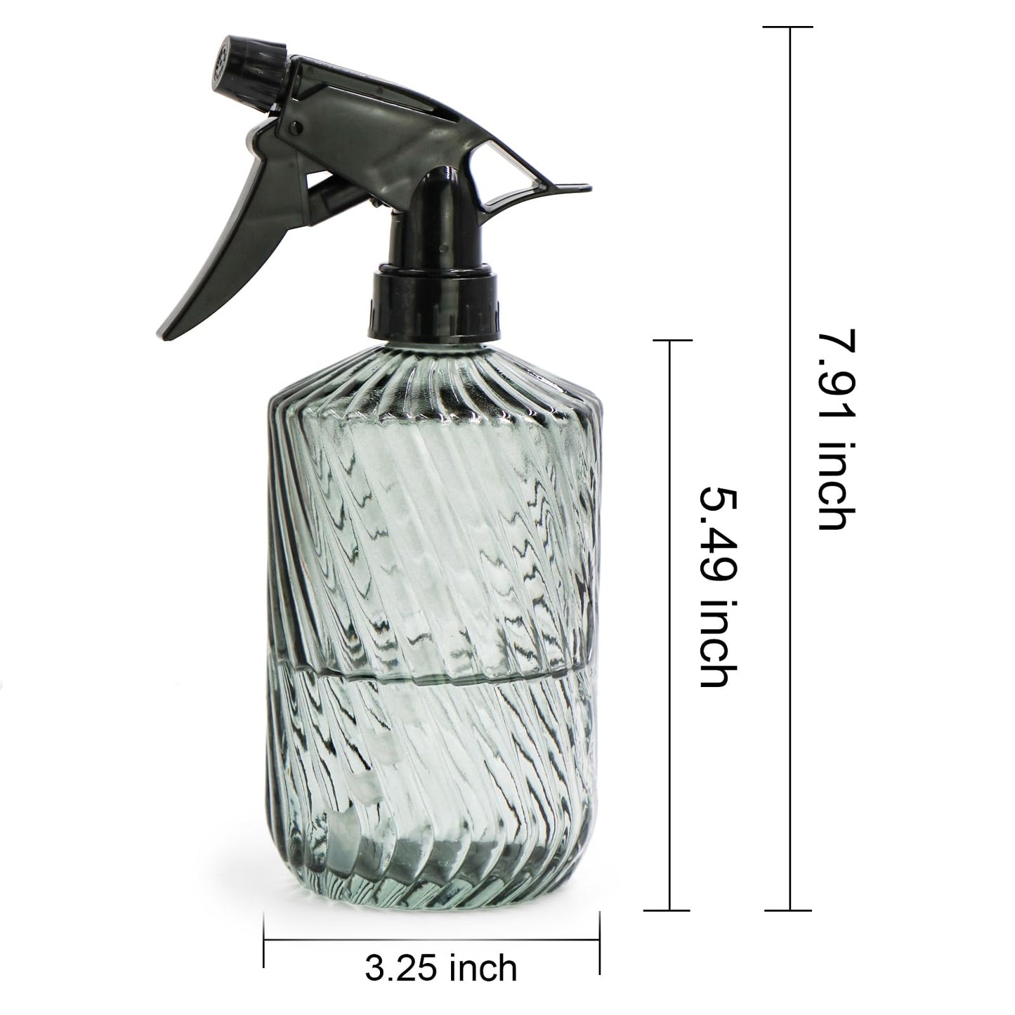 OFFIDIX Fine Mist Plant Mister,Handheld Pressure Glass Spray Bottles,0.45L/15.22oz Watering Can with Adjustable Nozzle for Outdoor Indoor Gardening and Cleaning Work(Diagonal Light Green)