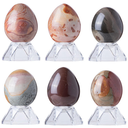 Sportmusies Natural Ocean Jasper Stone Egg Figurine Home Office Easter Decoration, Reiki Healing Crystal for Yoga Meditation, 1.69-2.28 inches