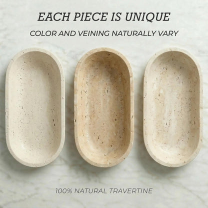 STONE COUTURE - Natural Travertine Fruit Bowl with Stand, Island Centerpiece Kitchen Decor, Key Bowl for Entryway Table, Decorative Modern Organic Home Entry Large Bowls for Keys 10" Food Safe FDA