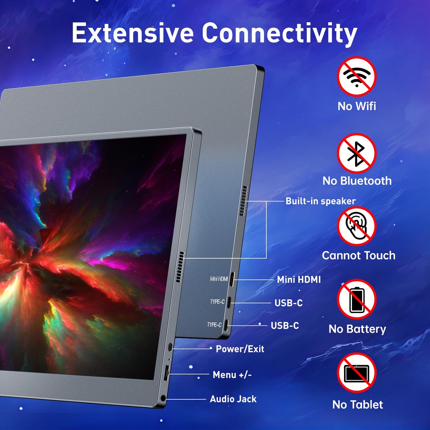 cocopar Portable Monitor 15.6 Inch 1080P FHD 60Hz 60% sRGB Travel Monitor with Speaker HDMI USB-C Second Screen for Laptop MacBook Surface PC Xbox PS4/5, VESA Mountable, with Full Cover Stand