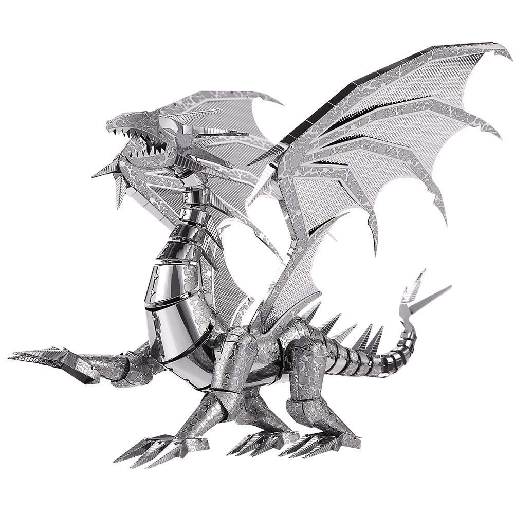 Piececool 3D Metal Puzzle Model Kits- Dragon Flame Metal Building Kit for Adults, Brain Teaser DIY 3D Dragon Puzzles Model Kits for Men, 115 Pcs