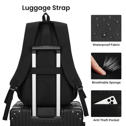 YAMTION Laptop Backpack for Men and Women, Black Backpack, School Backpack for Boys and Girls, Bookbag, Work Backpack Fits 15.6 Inch Laptop and Notebook