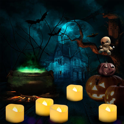 Yakpo 24 Pack 1.5" x 1.2" Battery Operated LED Tea Light Candles, Small Outdoor Flameless Flickering Votive Candles, Electric Flicker Fake Tealights Bulk for Wedding Halloween Christmas Decorations