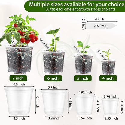 60 Pcs Clear Nursery Pots with Drainage Indoor 4 5 6 Inch Nursery Pot with Drainage Holes Plastic Seedling Pots for Plants, Plant Starter Pot with Holes Clear Plastic Planter for Indoor Plants