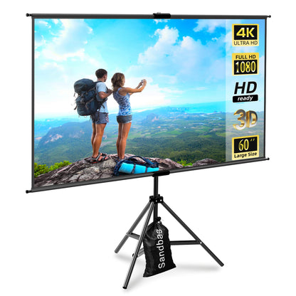 lejiada 60 Inch Portable Projector Screen with Tripod Stand, Compact Mobile Projection Screen for Small Spaces, Height Adjustable and Wrinkle-Free for Indoor Outdoor Camping and Office Use