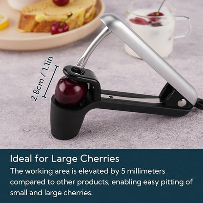KITCHENDAO Cherry Pitter Tool, Larger Cross-Pitting Head, Sturdy Zinc Alloy Handle, Cherry Core Remover with Safety Lock, Dishwasher Safe