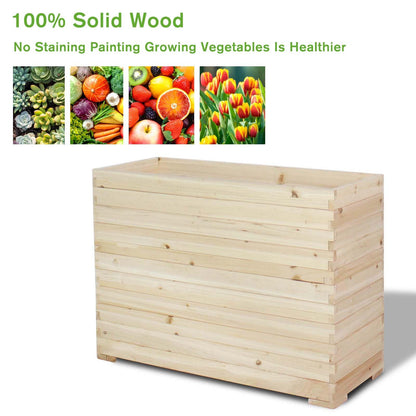 TRUEAURA Wood Raised Garden Bed, Rectangular Planter Box Outdoor Large Tall Trough 39"x28"x15" Flower Planters Boxes with Bottom for Plants Herb Patio Porch Balcony Privacy Screen