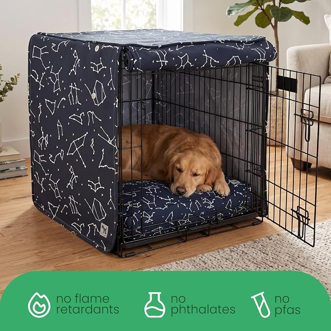 Molly Mutt Rocketman Dog Crate Cover, 100% Cotton Canvas Cover with 2 Roll-Up Panels, Ideal for Dog or Cat Crate, Durable, Washable, and Free of Harmful Chemicals, 30" x 19" x 21"