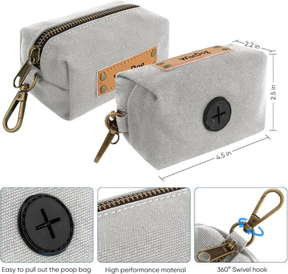 Wisedog Waterproof Dog Collar and Leash Set, Grey, M | Adjustable Puppy Collar, Cute Tag, 5FT Leash, Includes Poop Bag, For Small Medium Large Dogs